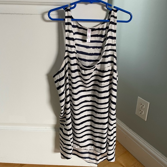Xhilaration Tops - Small blue and white striped racerback tank top